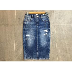 Pencil Skirt Ladies Strench Ladies Denim Jeans Mottle Wash Rip And Repair