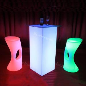 China Outdoor LED Light Cocktail Table High Cuboid PE Plastic Material With Remote Control supplier