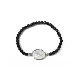 7 inch stainless steel brand black onyx Stone Beaded Bracelets