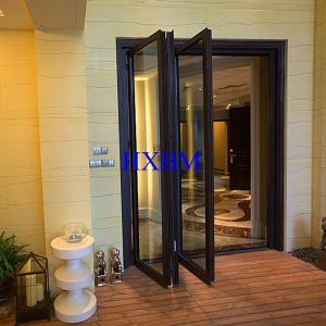 China Luxury Home Decor Aluminium Clad Wooden Doors With doube glass Good Air Tightness supplier