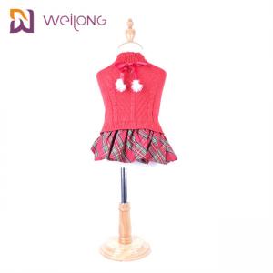 China Yarn Dyed Plaid Dog Sweater Knitted Wool Dog Dress Sweatshirt Apparel supplier