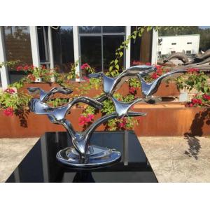 Stainless Steel Metal Animal Sculptures , Modern Animal Sculptures For Office Decoration