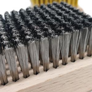 Wooden Base stainless steel wire brush 11cm Carbon Wire Beech