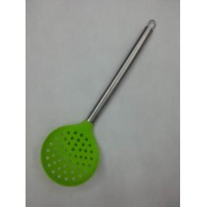 FDA Coated Silicone Kitchen Utensils Silicone Colander With Stainless Steel Construction