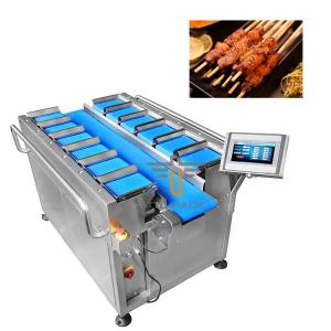 China PLC Electronic Weighing Scales Steak Fish Chicken Seafood Shrimp Sausage Weight Multiheads Belt Feeder Combination supplier