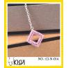 Low MOQ fashion pink square handcrafted crystal jewelry / shamballa necklace