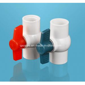 32mm X 32mm Slip Ends Two Way PVC Ball Valve White Red for High Pressure Applications