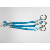 China EVA Stretchable Sky Blue Coiled Key Lanyard With 30 MM Split Ring Attaching on sale