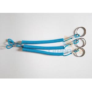 EVA Stretchable Sky Blue Coiled Key Lanyard With 30 MM Split Ring Attaching