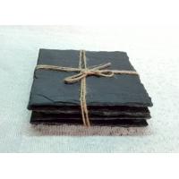 China Rough Rim Plain Stone Coasters , 4 Black Slate Coasters Natural Surface on sale