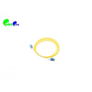 China LC UPC 0.9mm 9 / 125μm Duplex Fiber Optic Patch Cord 3 Meter G657A2 OFNR Yellow Cable wholesale