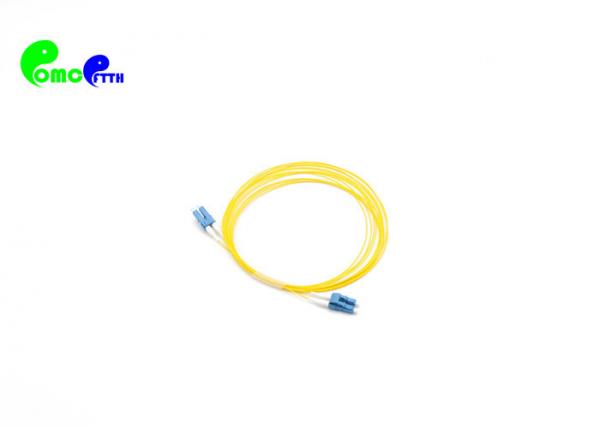 LC UPC 0.9mm 9 / 125μm Duplex Fiber Optic Patch Cord 3 Meter G657A2 OFNR Yellow