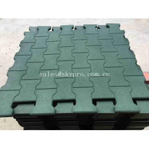 China Driveway Rubber Patio Pavers / Anti - Slip Recycled Rubber Flooring Thickness 15-100mm supplier