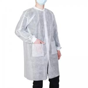 China White Nonwoven Fabric Disposable Lab Coat Against Dirty PP SMS Anti Bacterial supplier