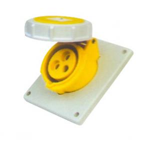 Ip67 16 Amp 3 Pin Industrial Socket Female Angled Panel Mounting