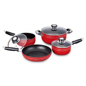 China 7pcs Red Nonstick Cookware Set , Multifunction Pot And Pan Sets supplier