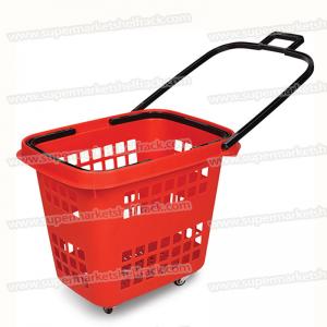 China 35L 65CM 35CM Market Plastic Shopping Baskets With Handles Wheels wholesale