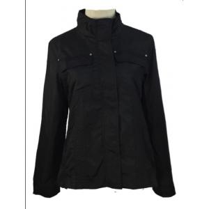 Black Womens Outdoor Jackets High Collar Windbreaker 100% Polyester Shell