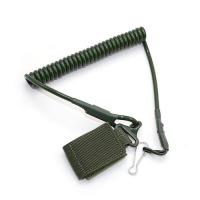 China Black Tactical Coiled Pistol Lanyard Nylon Loop 4.0 / 5.0MM Cord Diametre on sale