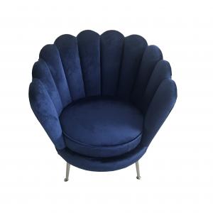 China Upholstery 1-seater living room sofa blue velvet sofa with stainless steel leg, event wedding metal chair supplier