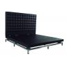 Oversized Platform Bed With Diamonds Plush Design Upholstered Velvet Fabric