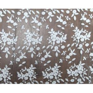125cm Polyester White Embroidered Mesh Lace Fabric For Wedding Dress Wholesale