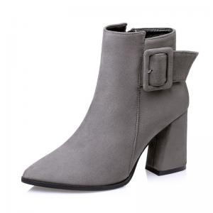 833-3 Korean Fashion Pointed Martin Boots Female Frosted Thick Heel Sexy Female Short Boots Belt Buckle High Heel Boots