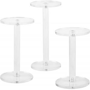 China acrylic jewelry display Set of 3 Round Watch Pedestal Riser Stands holder 4.8/5.4/ 6.5inch supplier