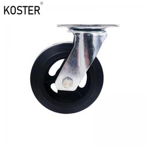 China 6in 8in Heavy Duty Black Rubber Caster Wheel for Industrial Equipment Roller Bearing supplier