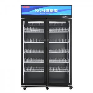 China Storage Upright Display Refrigerator Compact Glass Two Door Display Fridge supplier