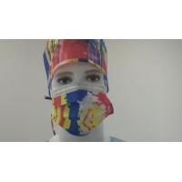 S&J Vibrant Colored Pattern Printed Disposable Surgical Cap Nonwoven Straps Tied on Back Children Hospital Dentist Office