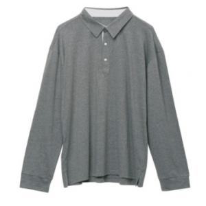 180gsm Collar Woven Belt Grey Long Sleeve Knitted Shirt