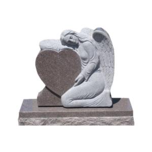 Granite carved angel statue heart shaped tombstones