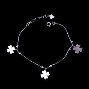 China Lucky Flower Sterling Silver Infinity Bracelet 925 Clover Fashion Birthday Present supplier