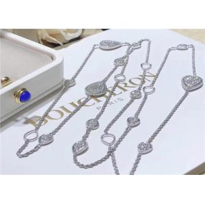 China 13 Paved Motifs 18K White Gold Diamond Necklace For Wedding Anniversary supplier