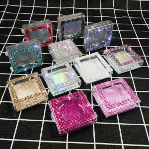 Custom Glitter Plastic Paper Eyelash Cosmetic Box Packaging With Insert 18.5g