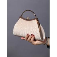 China EUROPE AND THE UNITED STATES RETRO SOLID COLOR PLEATED HAND RING FASHION LOCK CLOSED DINNER BAG CHAIN CROSSBODY BAG on sale
