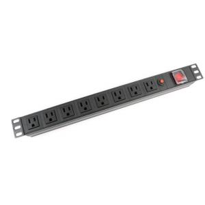 1U 8 Way Cabinet PDU With Switch And Overload Protection 125V 15A UL