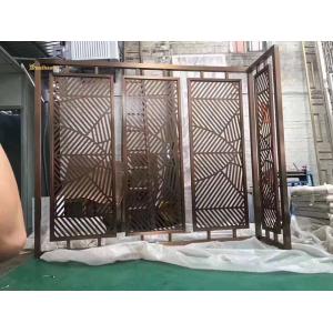 Hairline Stainless Steel Room Divider , Laser PVC Metal Wall Partition