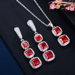 Jewelry Set for Wedding Party Crystal CZ Zircon Ring Earrings Bracelets Necklace Jewelry Set