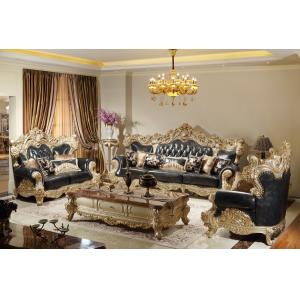 China Luxury Leather Sofa set in Champagne Rose wood Hand carving by Joyful Ever Furniture supplier