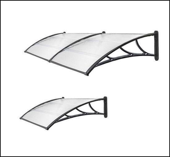 80x240cm Polycarbonate Canopy Window Awning Canopy Window Sun Shade Patio Cover Shelter  With Black Support