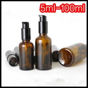 Brown Color Essential Oil Glass Dropper Bottle Black Pump For Cosmetic Lotion