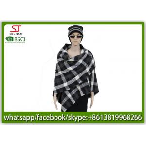 Woven plaid tassel poncho 239g140*140cm100%Acrylic best price high quality direct factory supply BSCI keep warm