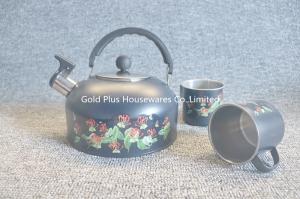 China Flat base stainless steel fast heating boiler new style quick water boiling tea whistling kettle with big handle on sale 