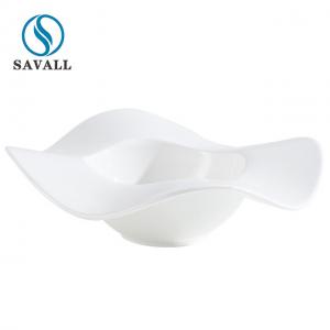 Wavy White Porcelain  Tableware Unique Pretty Cream Pasta Bowls