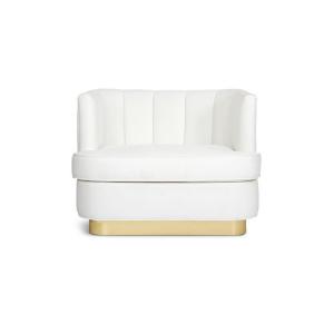 China White velvet Fabric Chinese Style Single Accent Leisure Home Living Room Club Armchair Lounge Arm Chair golden base supplier