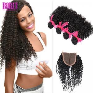 Brazilian Kinky Curly Virgin Hair , Brazilian Virgin Hair Extensions 4*4 Lace Closure