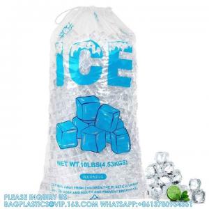 Reusable Ice Pattern Design Printing 2mil Thickness Heavy-Duty Plastic Ice Cube Storage Bags With Cotton Drawstring