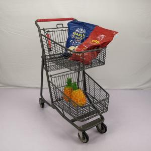China CE Customizable Gray Shopping Basket Trolley Chain Supermarket Grocery Cart With 4'' PU Wheels supplier